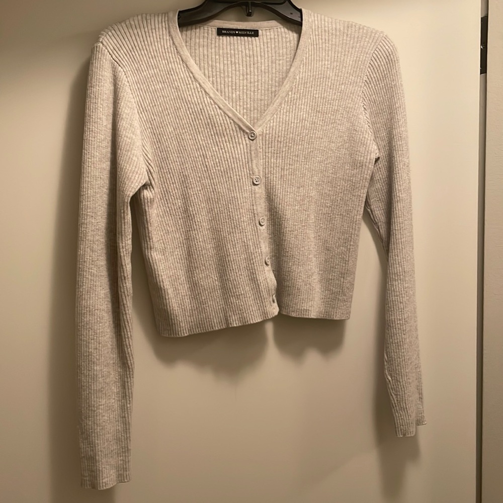 Brandy Melville Grey Crop Cardigan